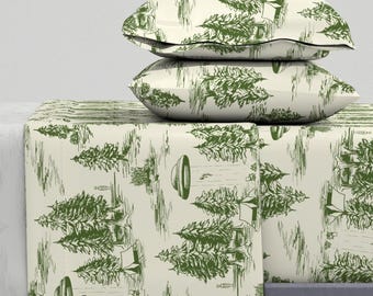 Alien Abduction Sheets - Alien Abduction Toile by somecallmebeth - Toile De Jouy Ufo Cotton Sateen Sheet Set Bedding by Spoonflower