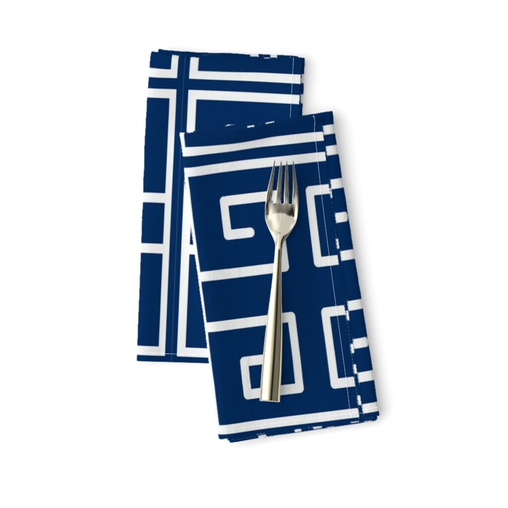 Greek Key Dinner Napkins Set of 2 Greek Key In Navy by Etsy