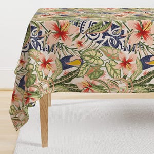 Hidden Tiki Tablecloth - Hidden Hawaiian by garabateo - Vintage Inspired Retro Hawaii Aloha Island Cotton Sateen Tablecloth by Spoonflower