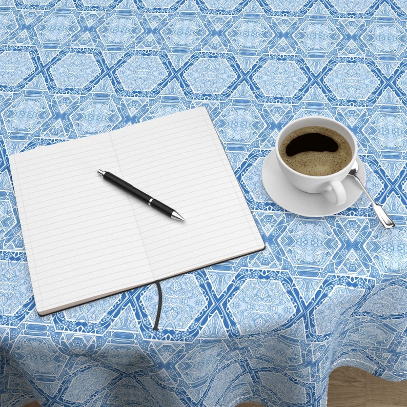 Star Of David Round Tablecloth Hanukkah Cotton Sateen Circle Tablecloth by Spoonflower Hidden Star Blue Too by edsel2084