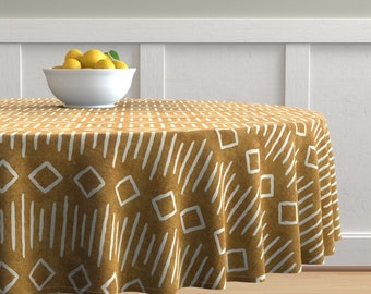 Round Tablecloth Grid Weave Coral Girls Cotton Sateen