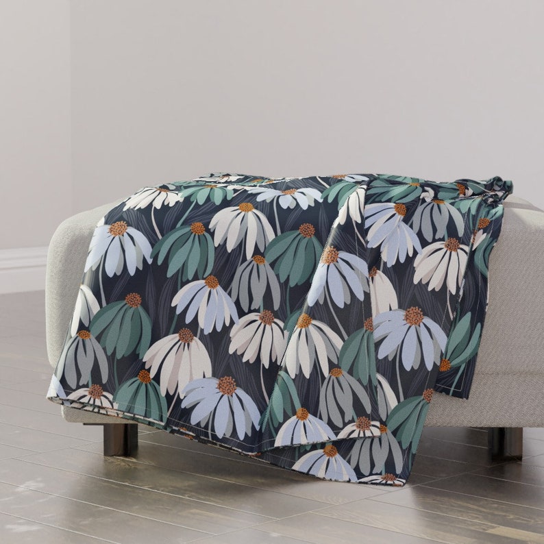 Botanical Throw Blanket with Spoonflower Fabric Summer Garden On Navy by lavish/_season Floral Garden Throw Blanket