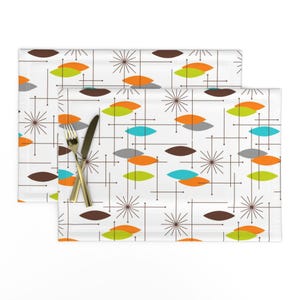 Mid Century Modern Placemats (Set of 2) - Orbs 7 by tonyanewton - Space Age Abstract Atomic Retro 1950s  Cloth Placemats by Spoonflower