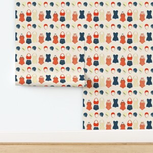 Badeanzug-Tapete (nicht geklebt) Badeanzüge im Retro-Vintage-Stil - Badeoutfits von cecilia_granata, Tapete von Spoonflower