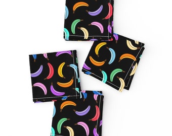 Bright Bananas Cocktail Napkins (Set of 4) - Rainbow Bananas by quirkycraftz - Fruit Food Quirky Novelty Funky Cloth Napkins by Spoonflower