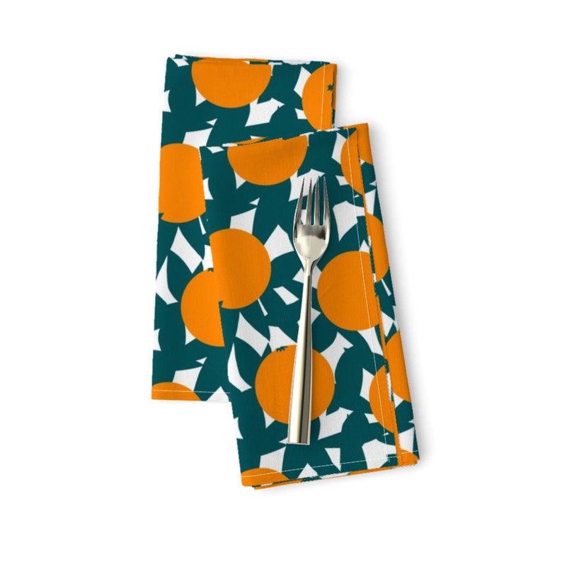 Fruit Botanical Cloth Napkins by Spoonflower Citrus Dinner Napkins Set of 2 - Art Deco Minimalist Orange Grove by elliottdesignfactory