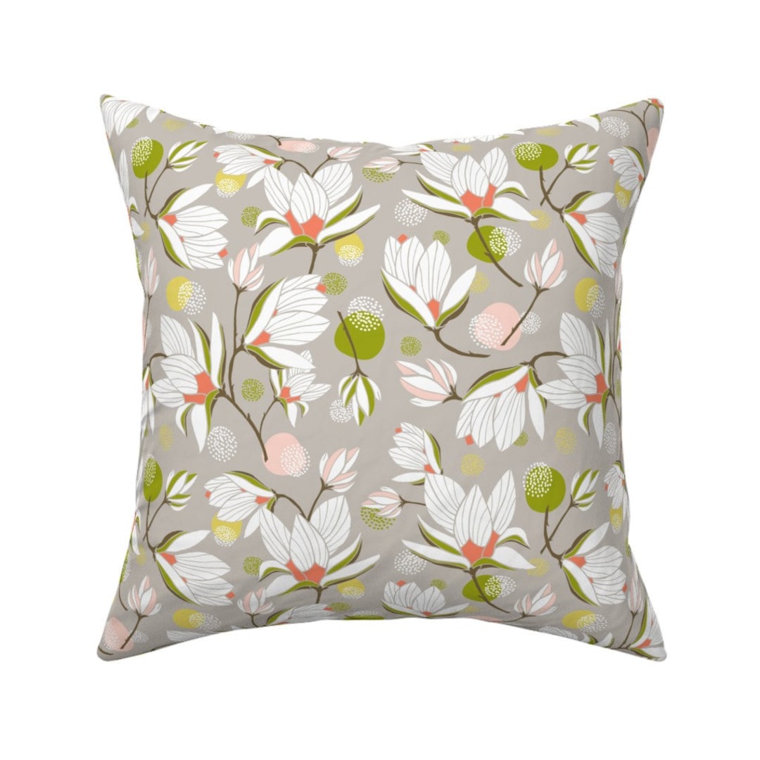 Magnolia Throw Pillow Magnolia Blossom Floral Stone by Etsy