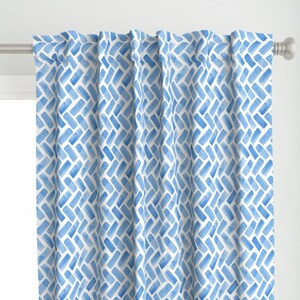 Baby Blue Curtain Panel - Watercolor Herringbone by littlearrowdesign - Geometric Watercolor Herringbone Custom Curtain Panel by Spoonflower