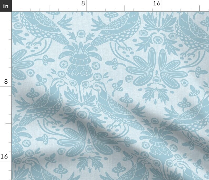 Blue Damask Curtain Panel Bobwhite and Thistle by Etsy