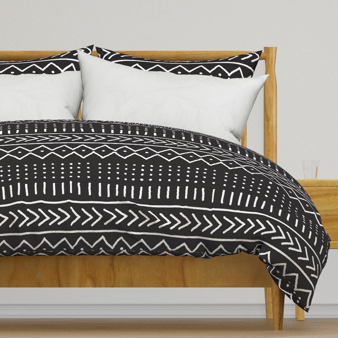 African Inspired Bedding Mudcloth Black by Curious_nook Black and White