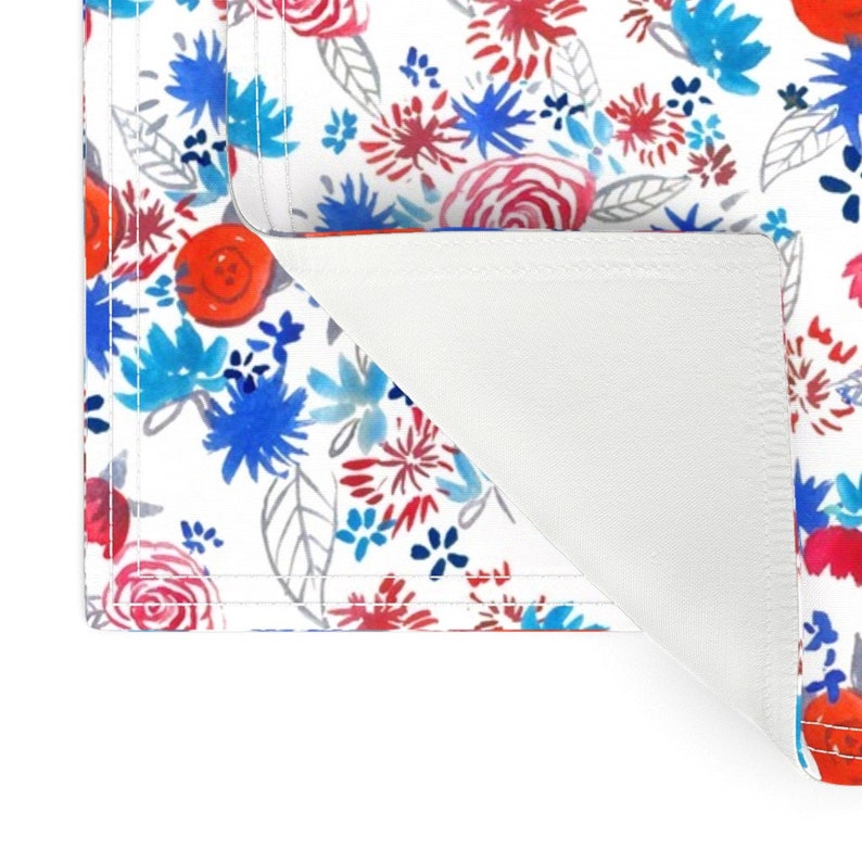 Red White And Blue Placemats Set of 2 Patriotic Floral Etsy