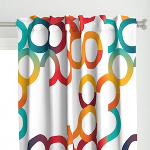 Colorful Circles Curtain Panel - Bright Graphic Serpentine 80s 90s Retro Custom Curtain Panel - Swirls And Curls by alchemiedesign - image 1