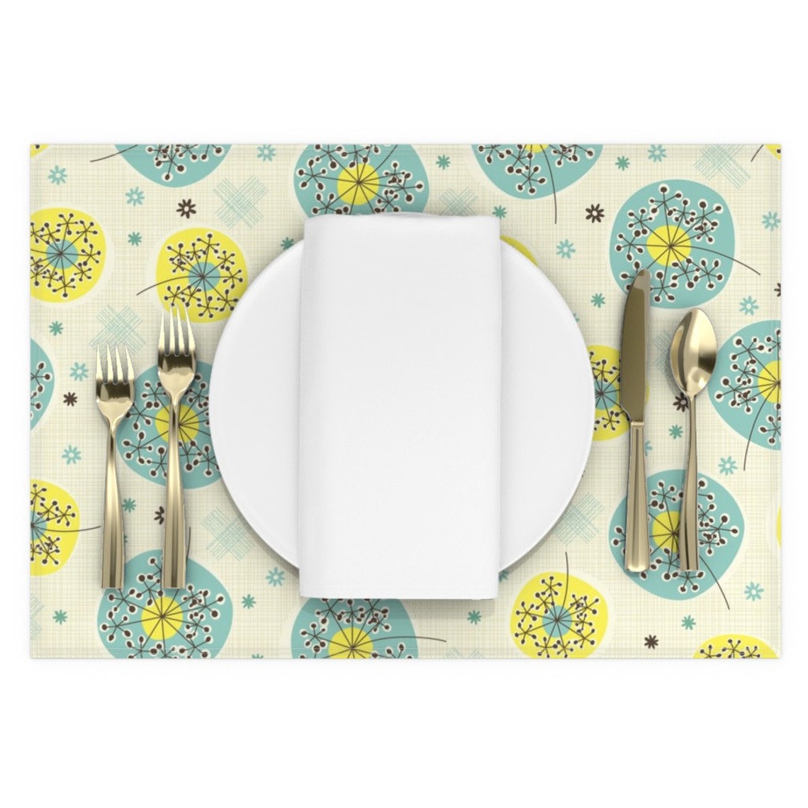 Mid Century Modern Placemats Set of 2 Blowing Away by Etsy