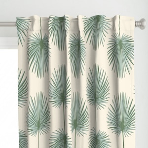 Tropical Palm Curtain Panel - Coastal Palm by deborahrichmond - Minimal Beach Botanical Coastal  Custom Curtain Panel by Spoonflower