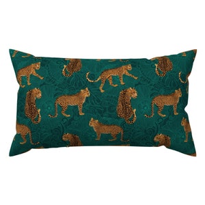 Maximalistisches Leopard-Lendenkissen - Leopard-Dschungel klein von hnldesigns - Tierdruck-Gepard Jaguar-tropischer Rechteck-Akzent-Wurfs-Kissen