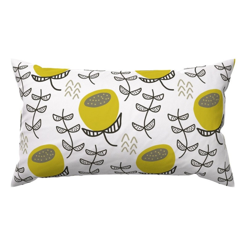 Mid Century Accent Pillow Modern Floral & Foliage by Etsy