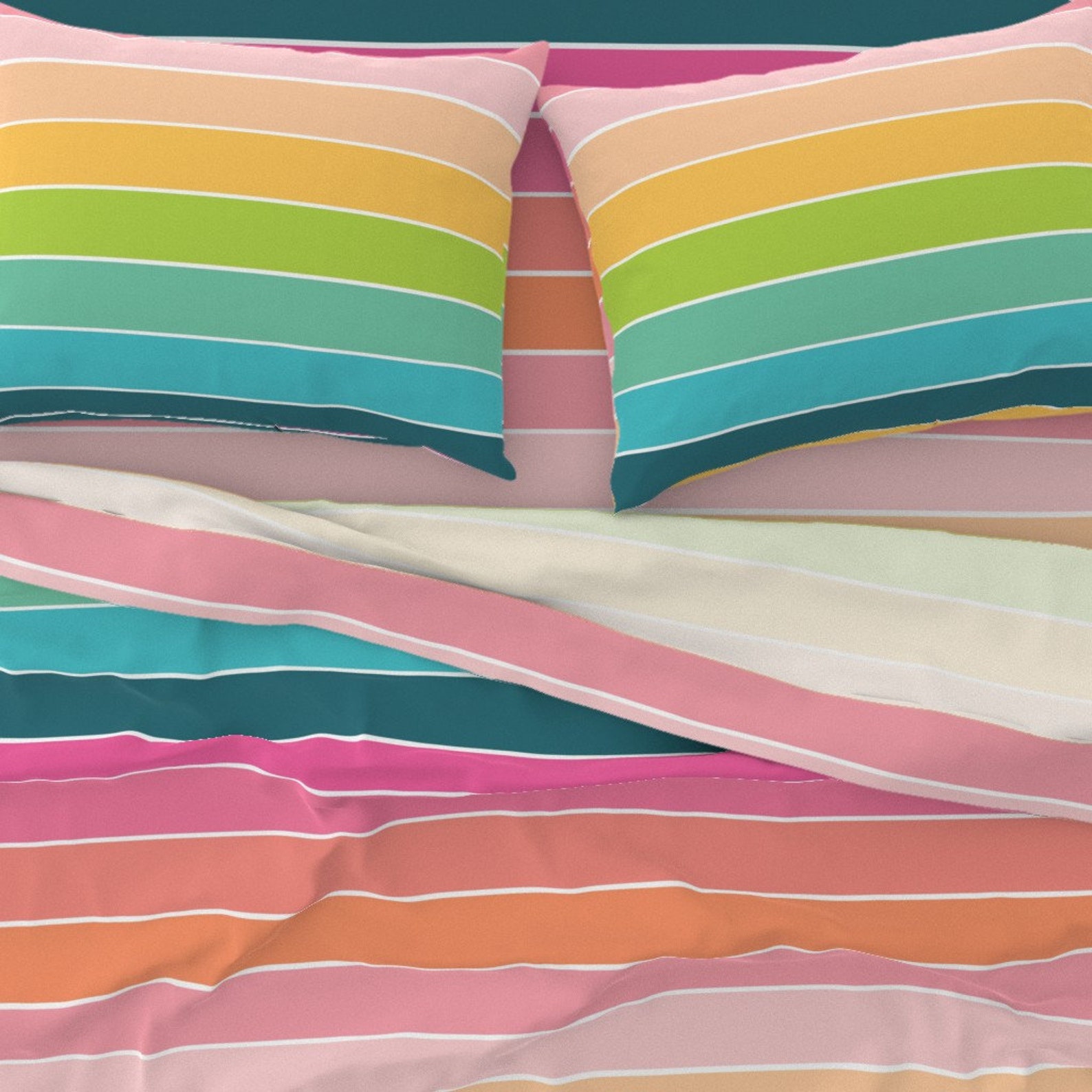 Rainbow Sheets Rainbow Stripe by Karawhitten Bright Pastel Etsy