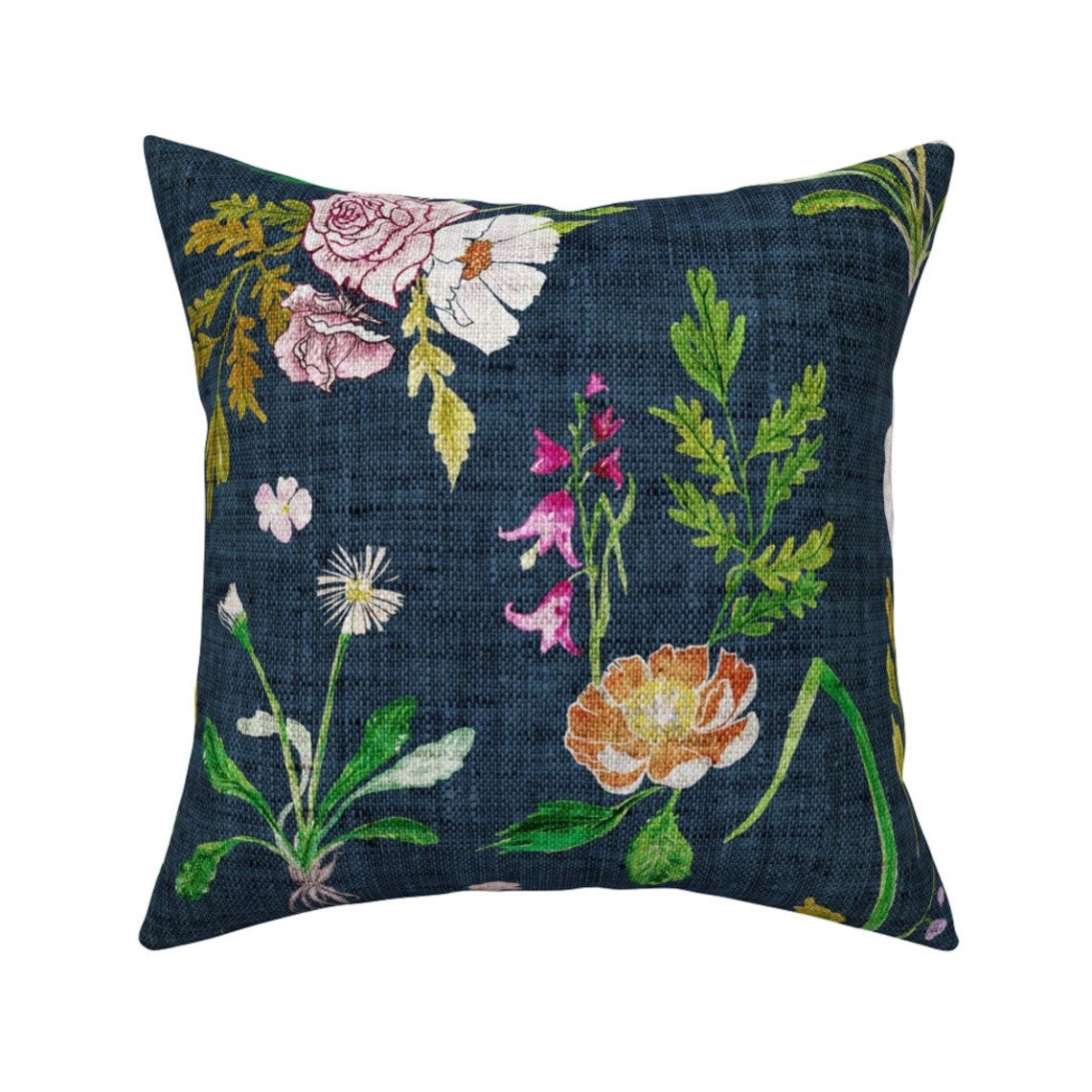 Floral Throw Pillow Jane Navy by nouveau_bohemian Summer Etsy