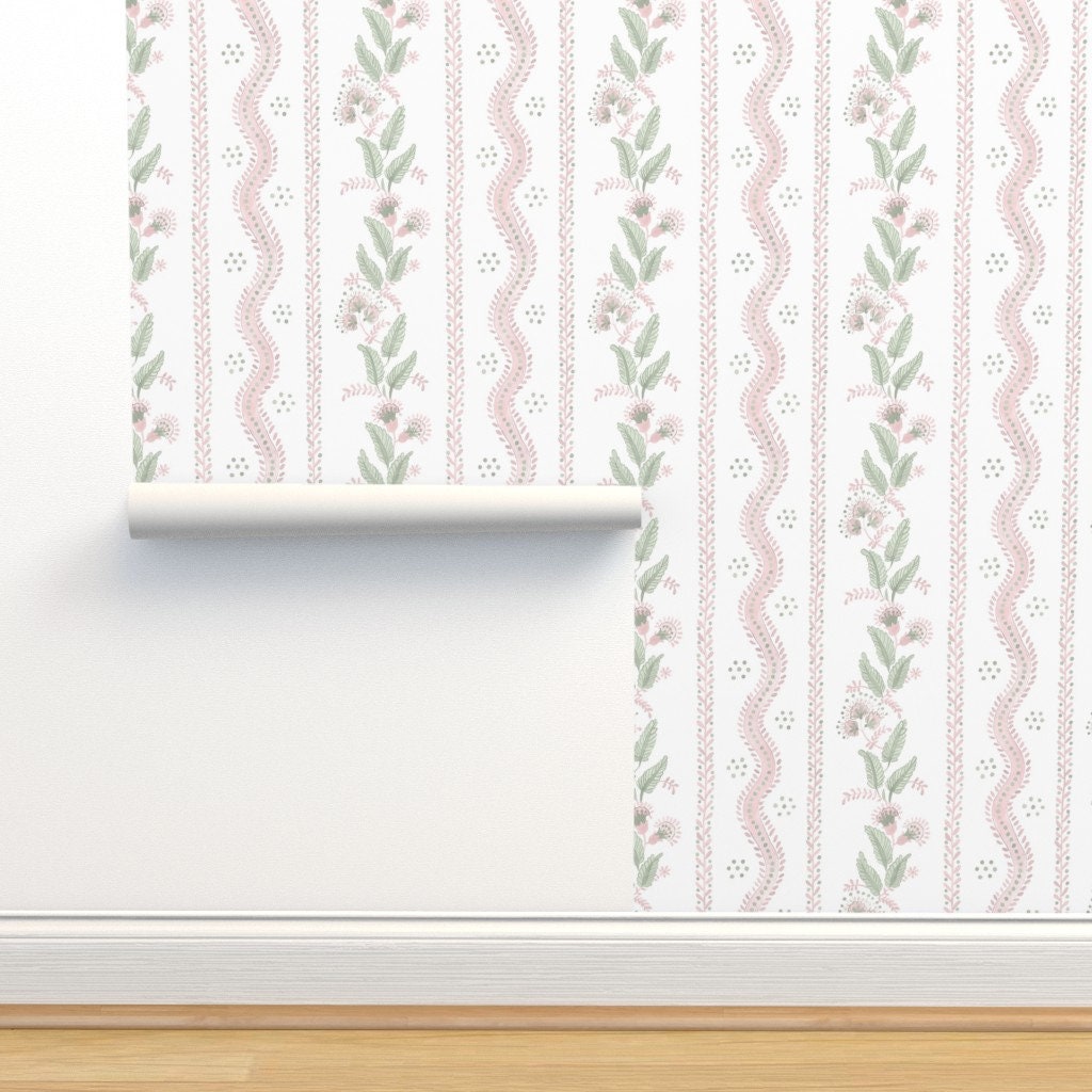 Buy Floral Stripe Wallpaper Online In India  Etsy India