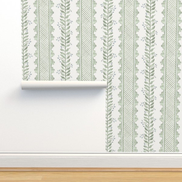Sage Green Stripe Wallpaper Etsy
