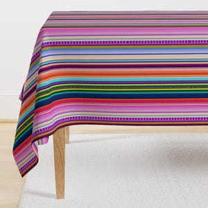 Colorful Stripes Tablecloth - Mexican Serape Small by theartwerks - Serape Inspired Mexican Rainbow  Cotton Sateen Tablecloth by Spoonflower