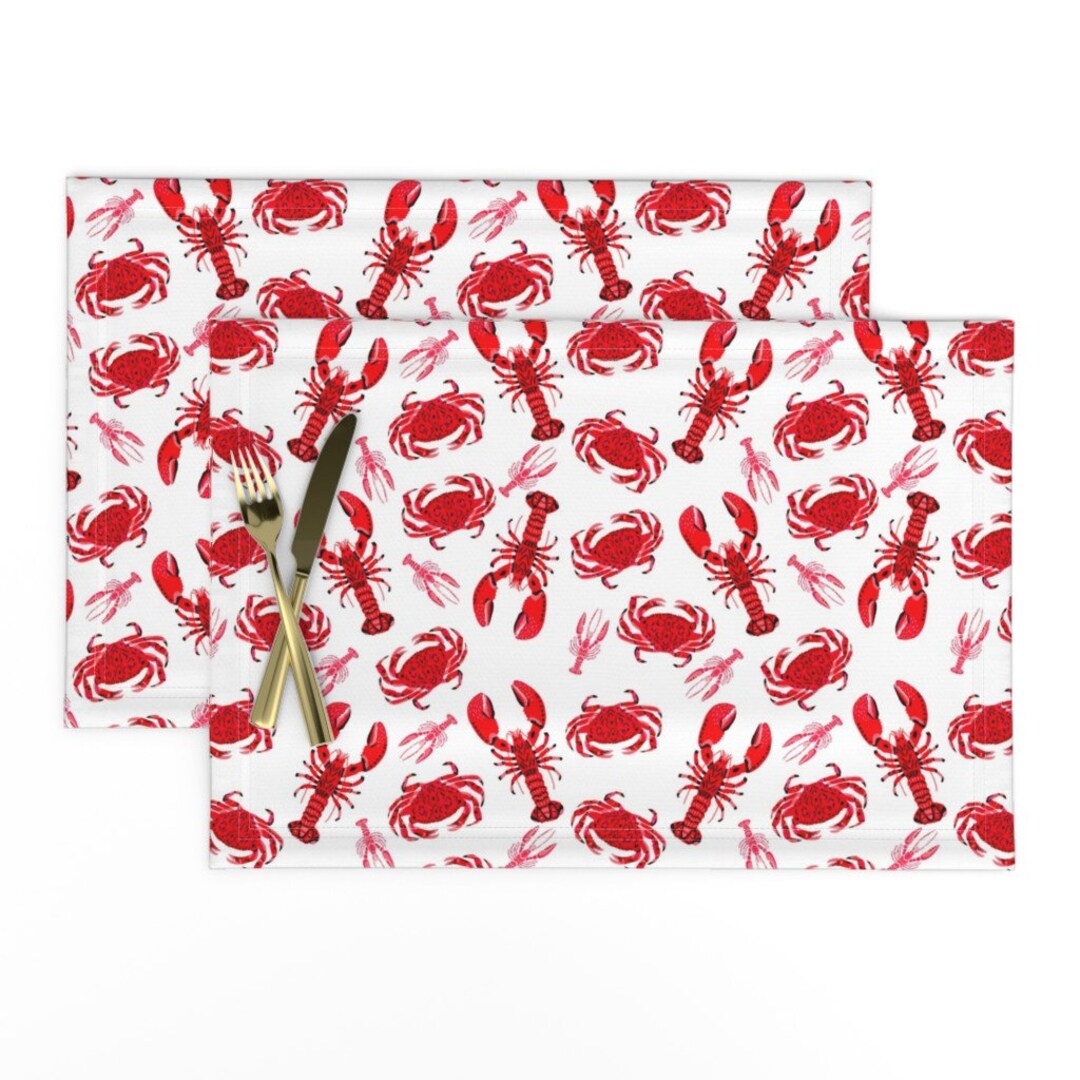 Red Crab and Lobster Placemats set of 2 Crab and Lobster Etsy