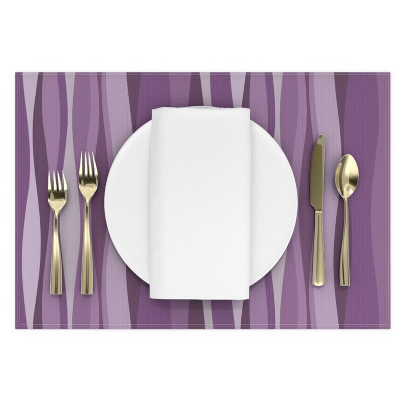 Mid Century Modern Placemats Set of 2 Purple Wave by Etsy