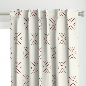 Minimal Boho Curtain Panel - Mudcloth Tile by littlearrowdecor - Rust And Bone Southwestern Boho Custom Curtain Panel by Spoonflower