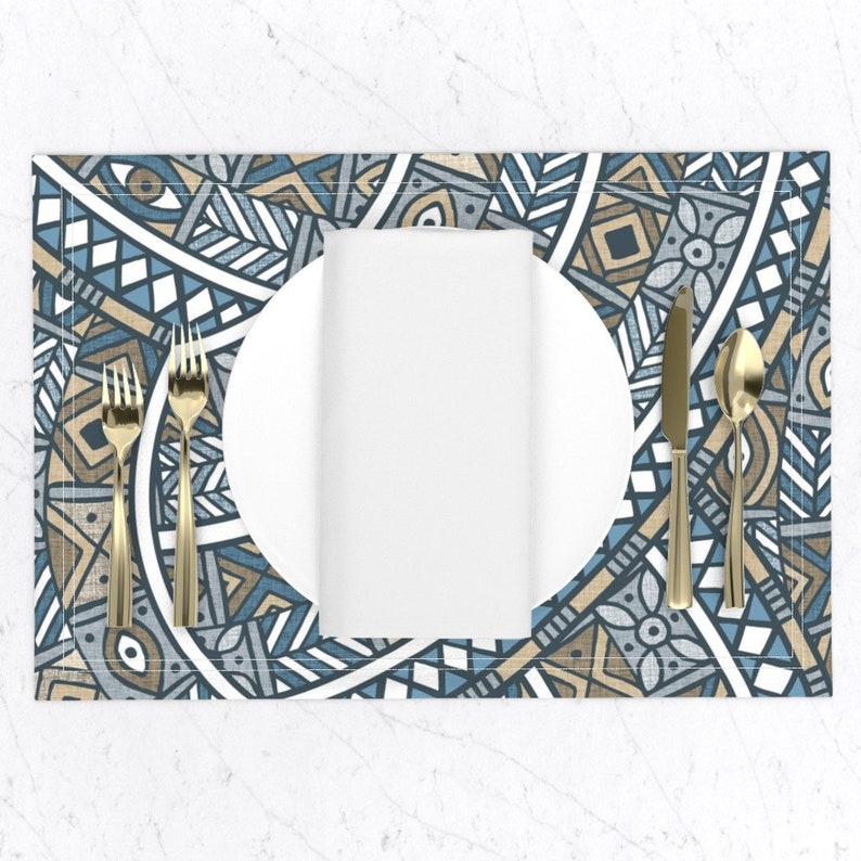 African Inspired Placemats set of 2 Oba Zinc by Spellstone Etsy