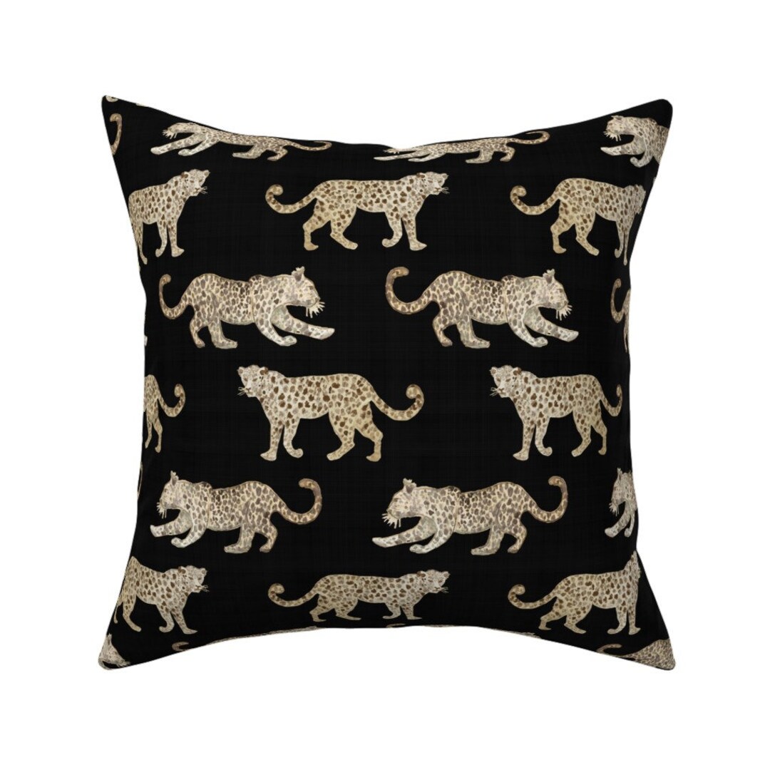 Watercolor Leopards Throw Pillow Leopard Black by Etsy