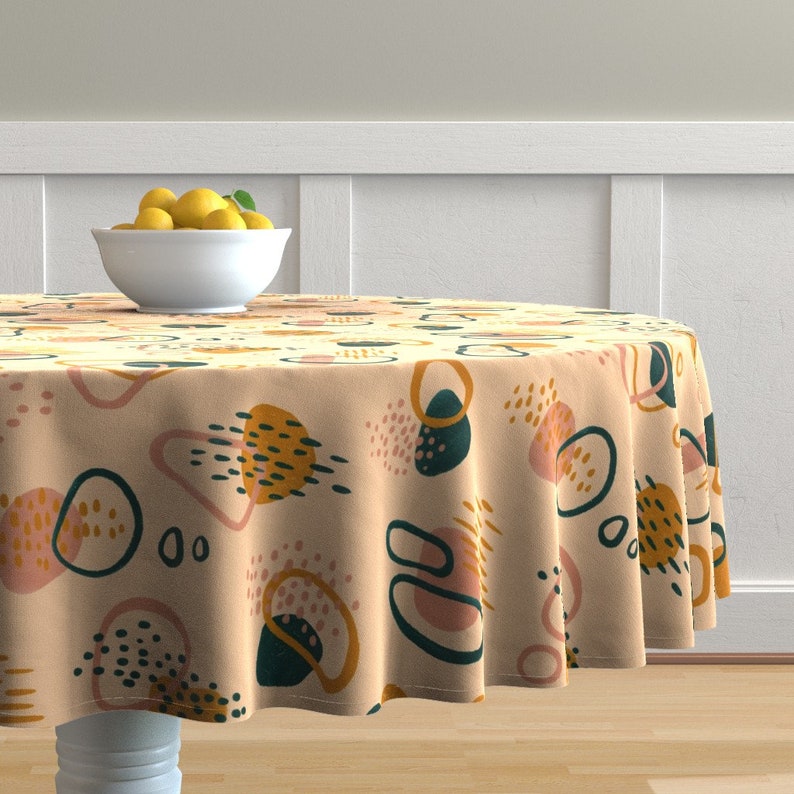 Pebbles Cotton Sateen Circle Tablecloth by Spoonflower Simple Abstract by new/_branch/_studio River Side Round Tablecloth Riverside