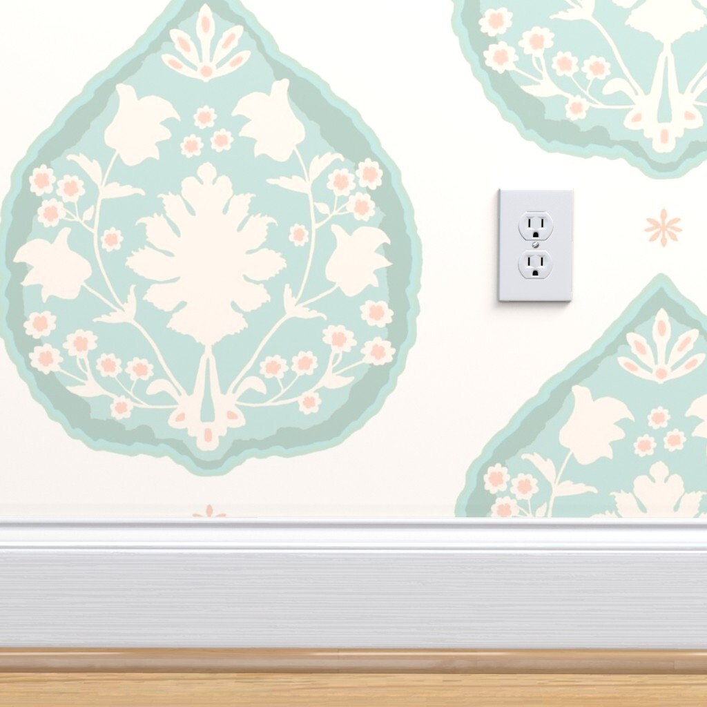 Mint Green Paisley Wallpaper Heritage Mint Boteh by Etsy
