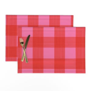 Tovagliette per San Valentino (set da 2) - Buffalo Plaid di San Valentino di danika_herrick - Tovagliette in tessuto rosa e rosso a quadri Buffalo di Spoonflower
