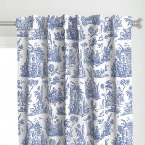 Traditional Toile Curtain Panel - Toile by peacoquettedesigns - French Romantic Blue And White Blue Custom Curtain Panel by Spoonflower