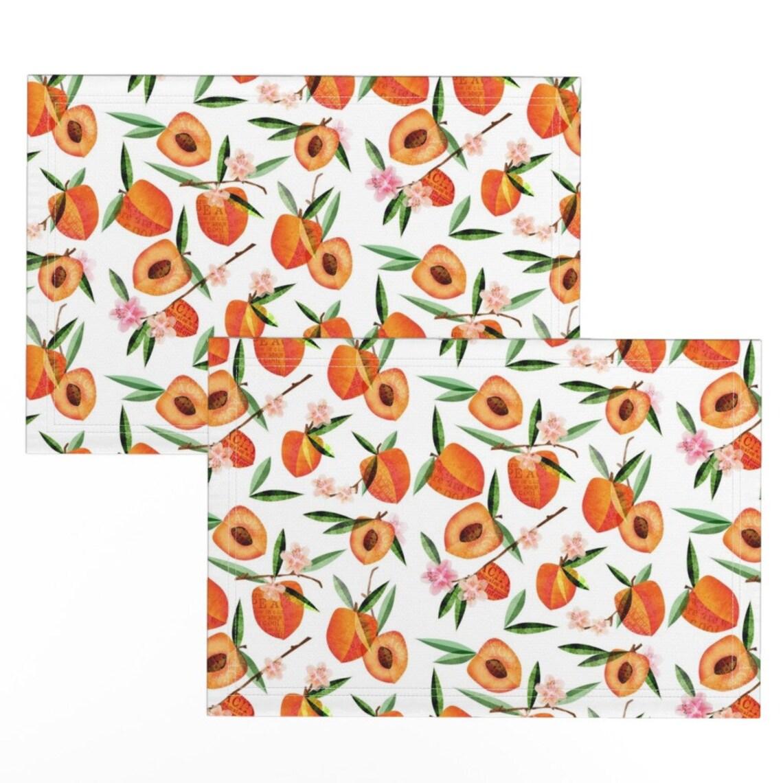 Peaches Placemats set of 2 Simply Peachy by Mulberry_tree Etsy