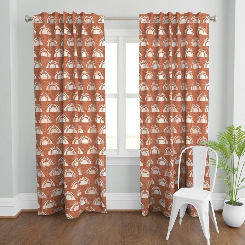 Terra Cotta Rust Curtain Panel Sunshine Teracotta by Etsy