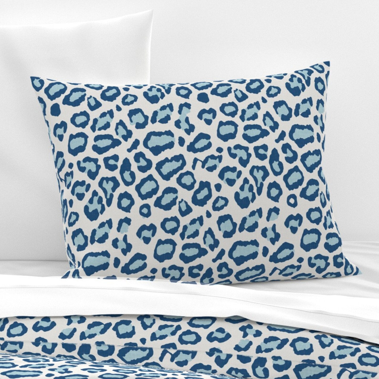 Blue Animal Print Pillow Sham Etosha Leopard in Blue by Etsy