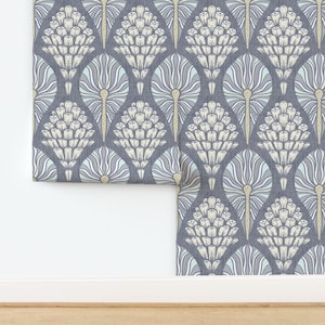 Neutral Pine Cone Non-Pasted Wallpaper Art Nouveau Elegant Woodland Earth Tones  - Pine Nouveau by katie_hayes Wallpaper by Spoonflower