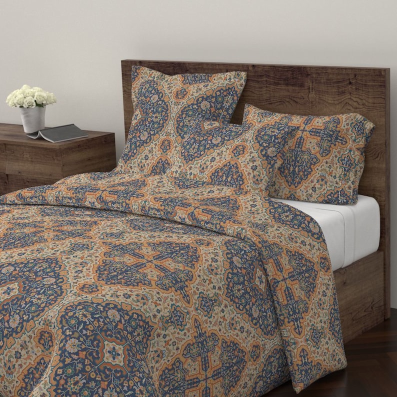 Vintage Damask Islamic Persian Turkish Cotton Sateen Pillow Sham Bedding by Spoonflower Bis 688c by muhlenkott Kilim Pillow Sham