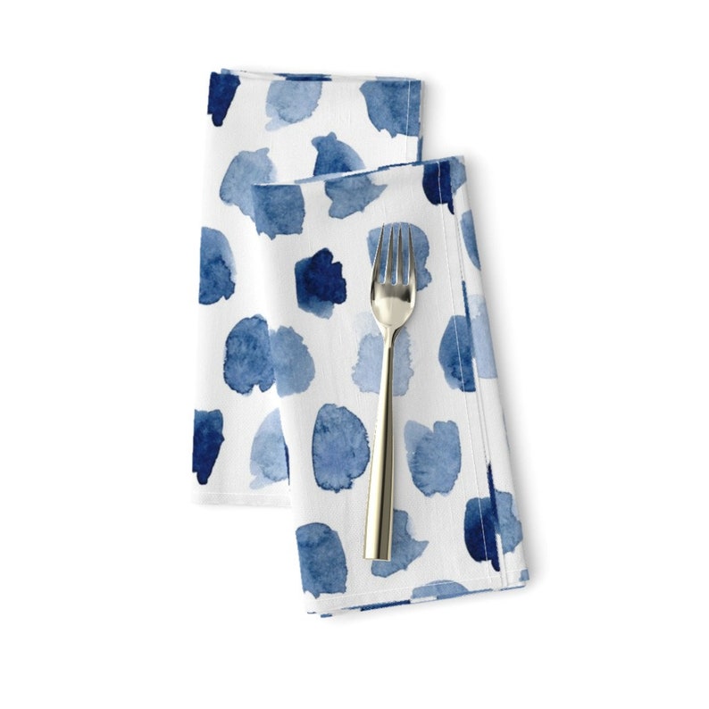 Watercolor Spots Paint Droplets Cloth Napkins by Spoonflower Indigo Dots Dinner Napkins Set of 2 - Watercolor In Blue by dinaramay
