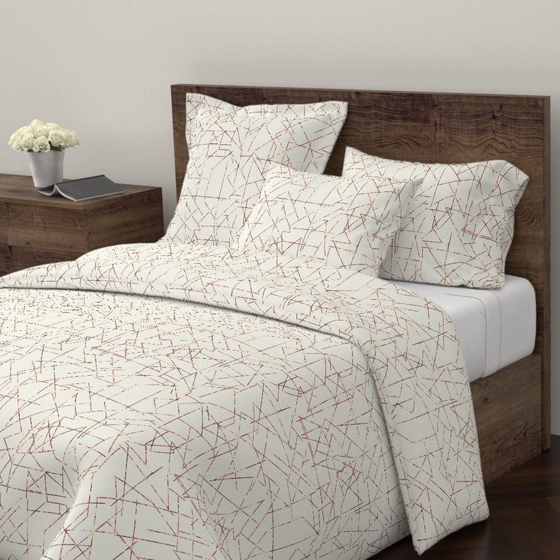 Geometric Duvet Cover Copper Angles Corners And Lines By Image 0