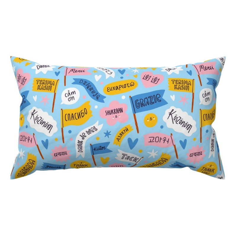 Thank You In 22 Languages by stolenpencil International World Rectangle Lumbar Throw Pillow by Spoonflower Multicultural Accent Pillow