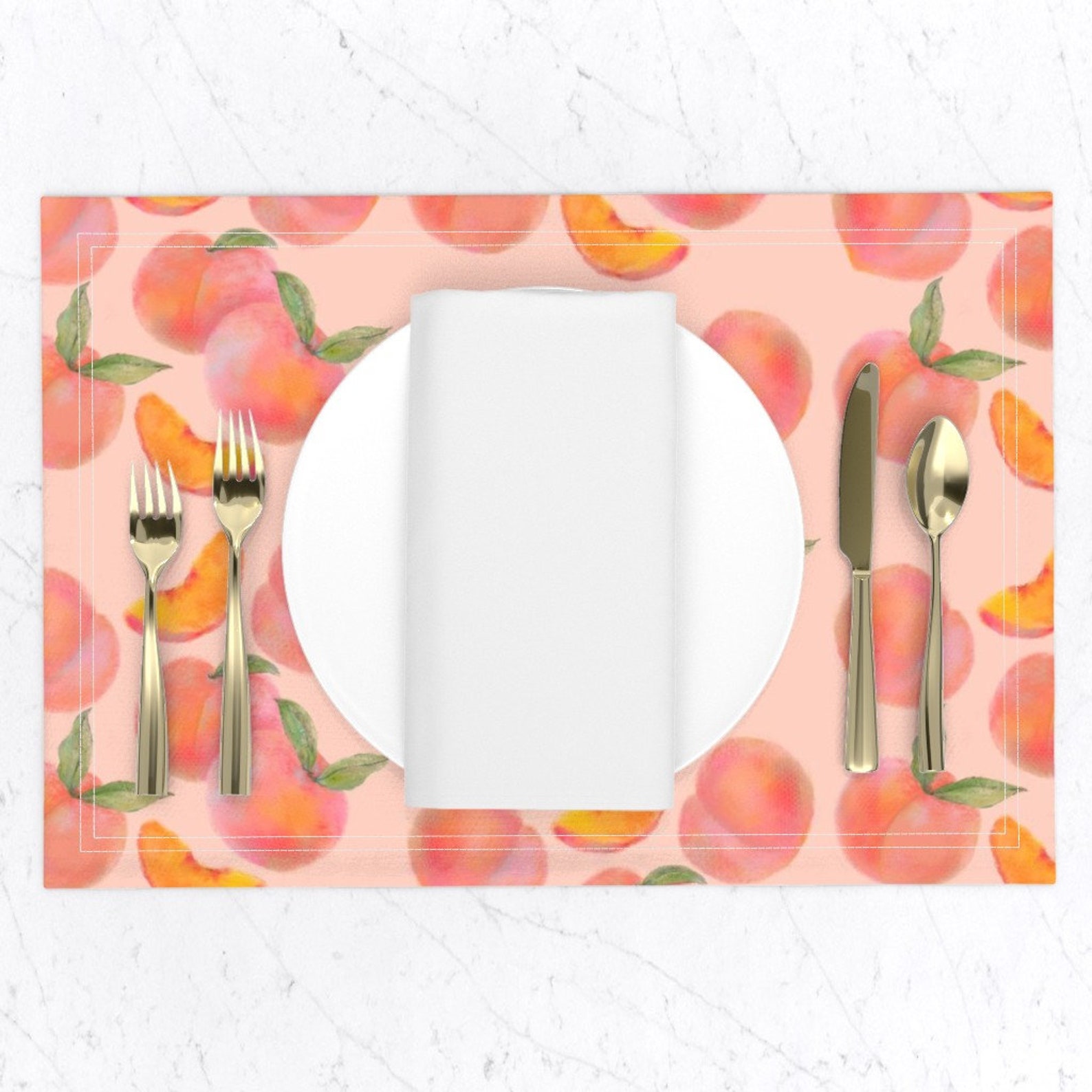 Peaches Placemats Set of 2 Peach Dream by polkyanddot Etsy