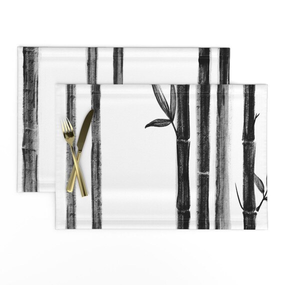 Black and White Placemats set of 2 Black Bamboo by Etsy