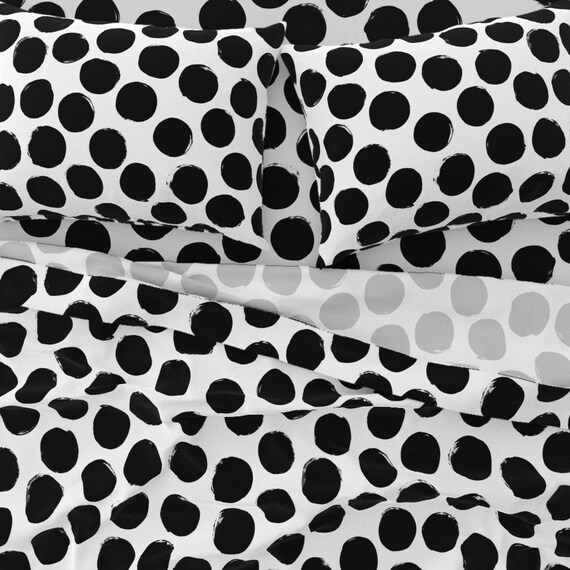 Polka Dots Sheets Black White Huge 