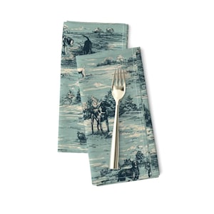 Dogs Dinner Servietten (2er-Set) - Labrador Toile In Entenei Blau Und Teal von gartmanstudio - Toile Handgezeichnete Stoffservietten von Spoonflower