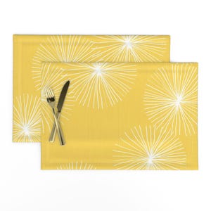 Mid Century Modern Placemats (Set of 2) - Dandelion Yellow by friztin - Retro Inspired Atomic Era 1950s 1960s Cloth Placemats by Spoonflower