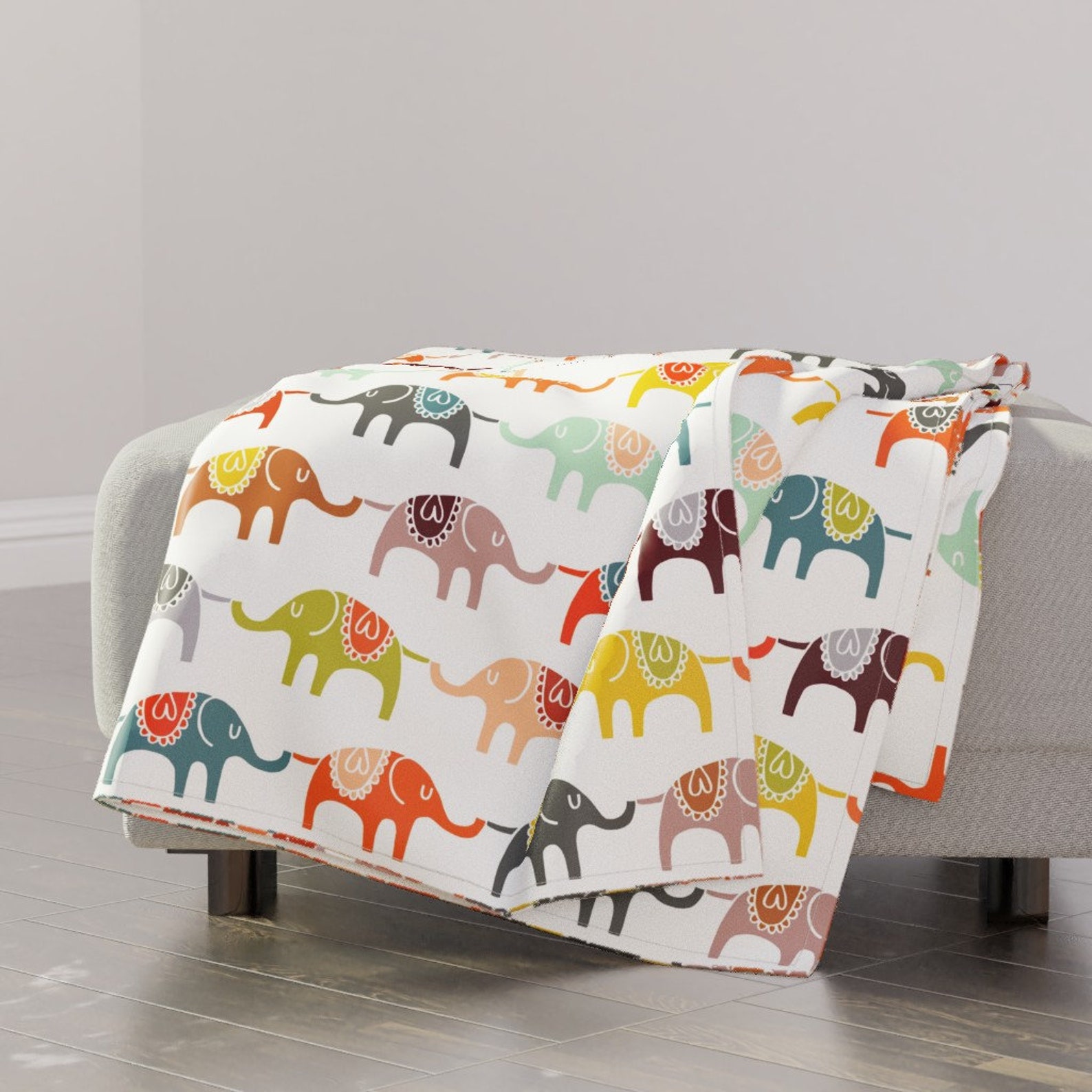 Colorful Elephant Throw Blanket Elephant March by endemic Etsy