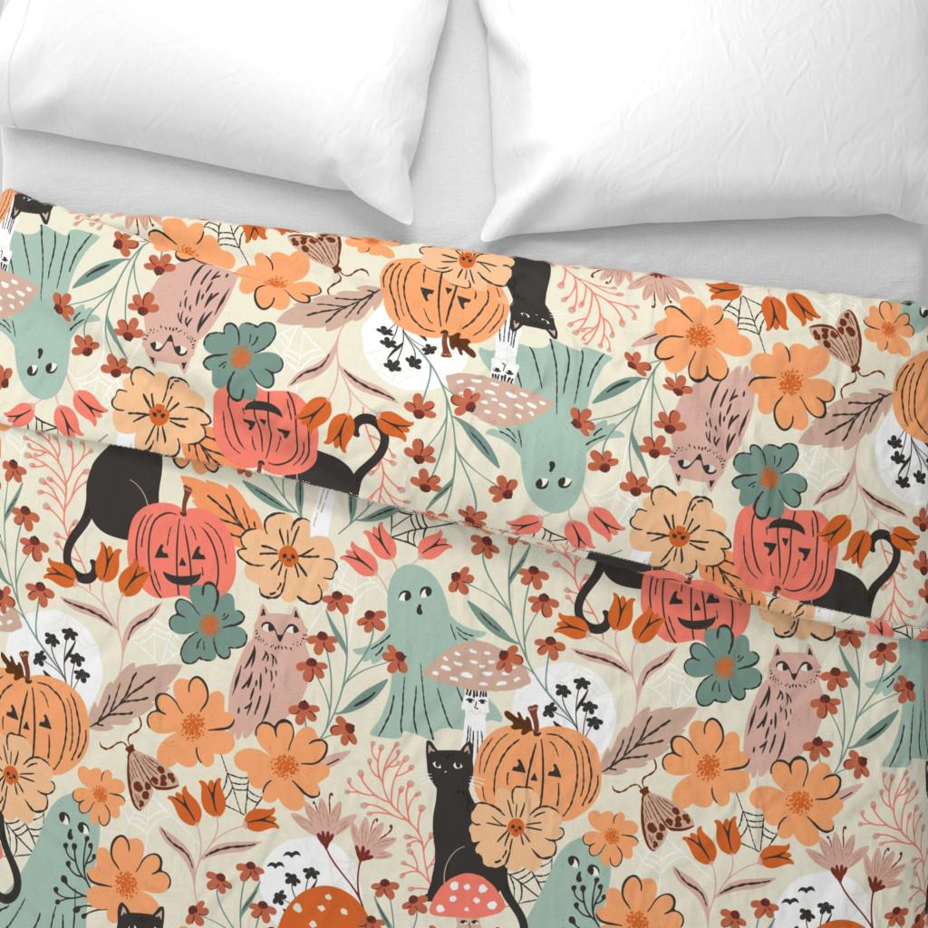 Mystic Ghost Cotton Duvet Cover Set - Garden Window Botanical Leaves Print (Queen Size) - View #6