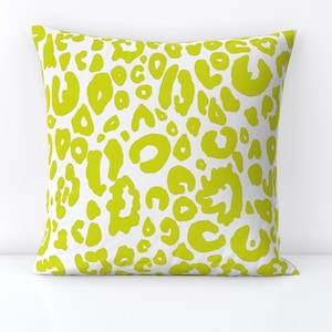 Chartreuse Cheetah Throw Pillow - Cheetah Chic by theartwerks - Animal Print  Leopard Decorative Square Throw Pillow by Spoonflower